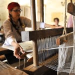 La Purisima Mission docent weaving