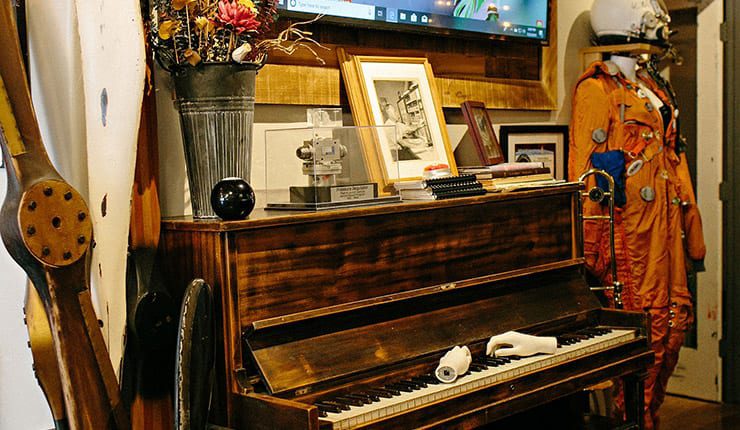 Piano with memorabilia in Lompoc