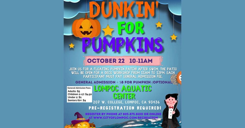 Lompoc Dunkin' for Pumpkins 2023 event flyer