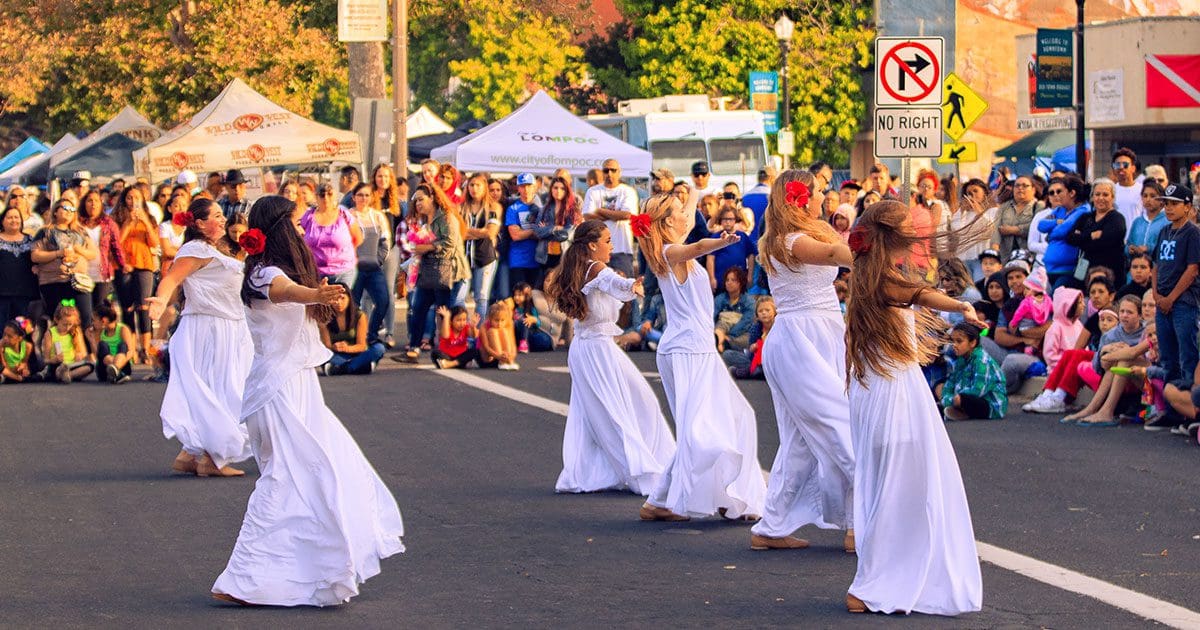 Dancers performing at the Old Town Market in Lompoc, CA
