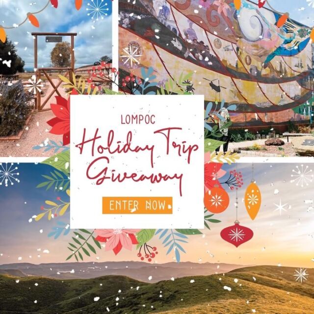 🎁 HOLIDAY TRIP GIVEAWAY 🎁 ⠀
The holidays are here and we’re kicking them off with a HOLIDAY TRIP GIVEAWAY to Lompoc! This is your CHANCE to experience an ADVENTURE on us!!!! ⠀⠀⠀
⠀
✨TRIP GIVEAWAY! One lucky winner will receive: ⠀ ⠀⠀⠀
🎄 2 night hotel stay⠀
🎄 Escape Room Adventure for 2 @OneRoomCoffeeShop⠀
🎄 $25 gift card to @CapulinEatsandProvisions⠀
🎄 $25 gift card to @CoastalGrindz⠀
🎄 $40 gift card to @AlfiesFishandChips⠀
⠀
To enter for a chance to win: ⠀⠀⠀⠀⠀
🎅 Follow @explorelompoc⠀
🎅 Tag all your adventure travel friends. More tags = more entries! ⠀⠀⠀
*BONUS entry if shared in your stories! ⠀⠀⠀⠀
⠀
Giveaway will run November 16 – December 14, 2022. Winner announced on Instagram. Good luck!⠀
⠀
#contest #giveaway #competition #sweepstakes #win #prize #giveawaycontest #giveaways #instagiveaway #explorelompoc #lompoc #la #centralcoast #socallife #travelcalifornia #inlandempire #visitcalifornia #visitca #socal #ca #california #losangeles